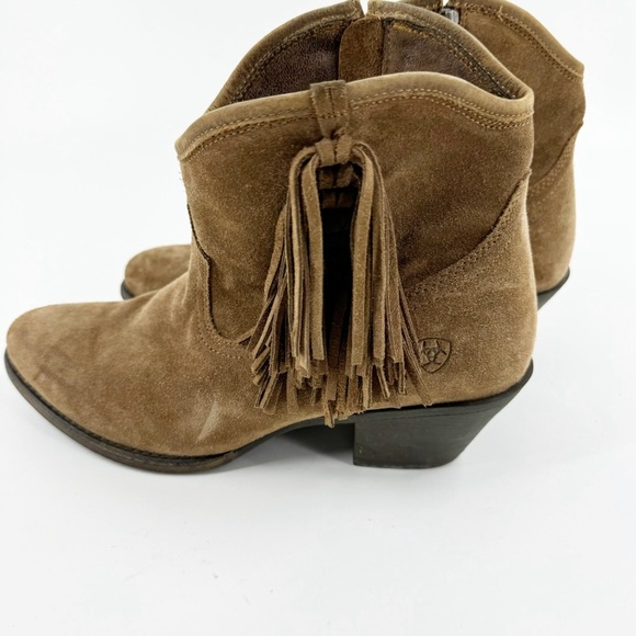 ✅ ARIAT BROWN Duchess LEATHER HEELED Western Boot SIZE 9.5 BRAIDED FRINGE - Picture 7 of 11